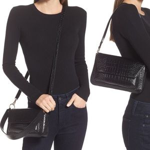 Like New Nordstrom Stella Croc Embossed Leather Shoulder Bag
